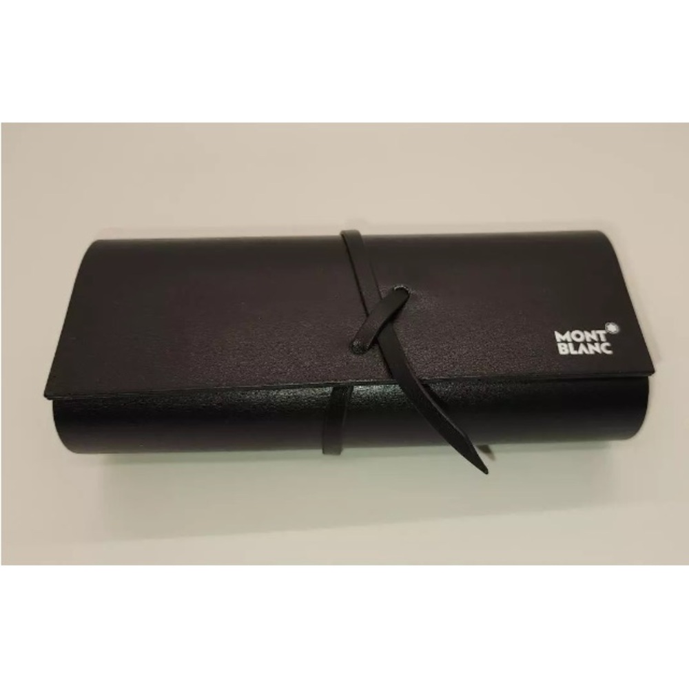 Mont Blanc sunglass/eyeglass leather case with logo cleaning cloth. New